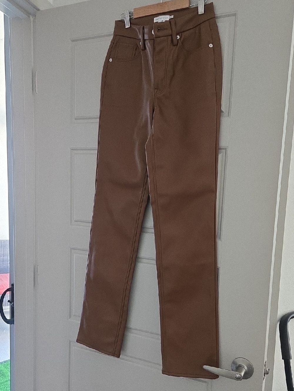 Good American Men's Brown Straight-Leg Chinos
